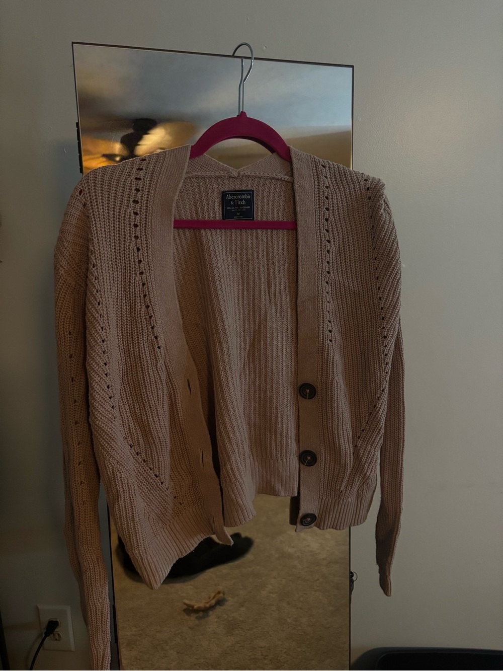 Abercrombie & Fitch Women's Beigey pink Knit Cardigan Sweater